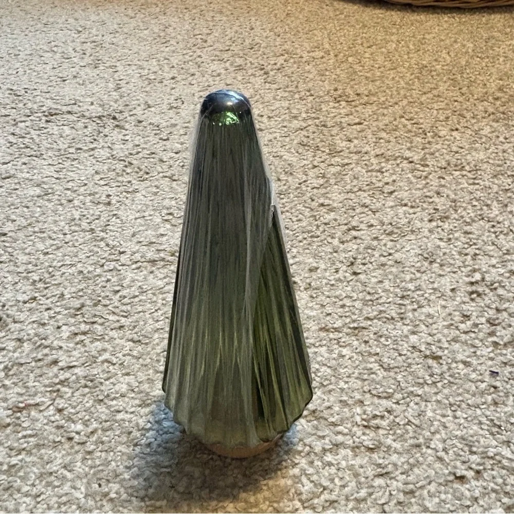 Green Sphere Ribbed Tree Decor NEW Glass Holiday Christmas Village Display